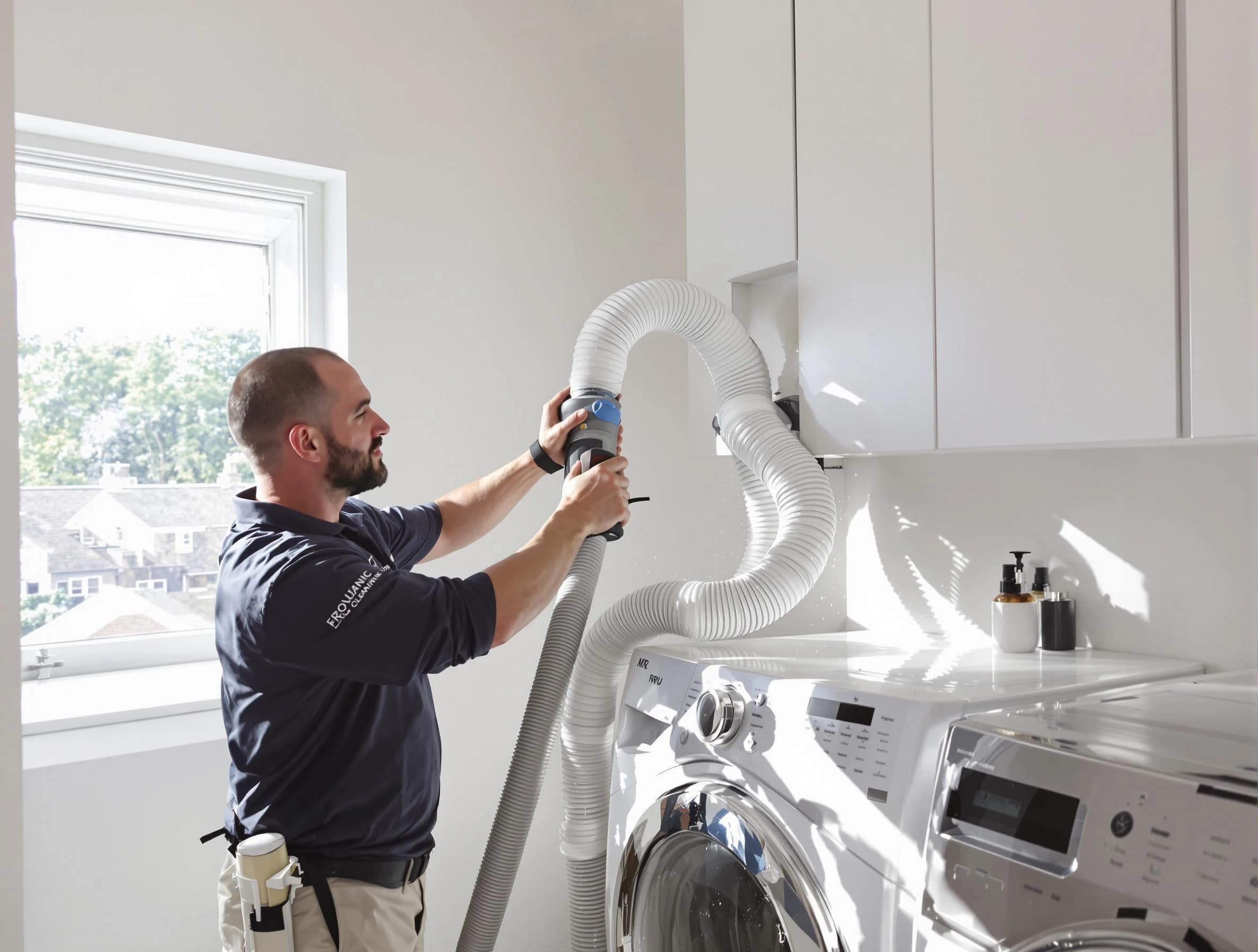 Certified Richland Dryer Vent Cleaning technician performing dryer vent cleaning in Richland