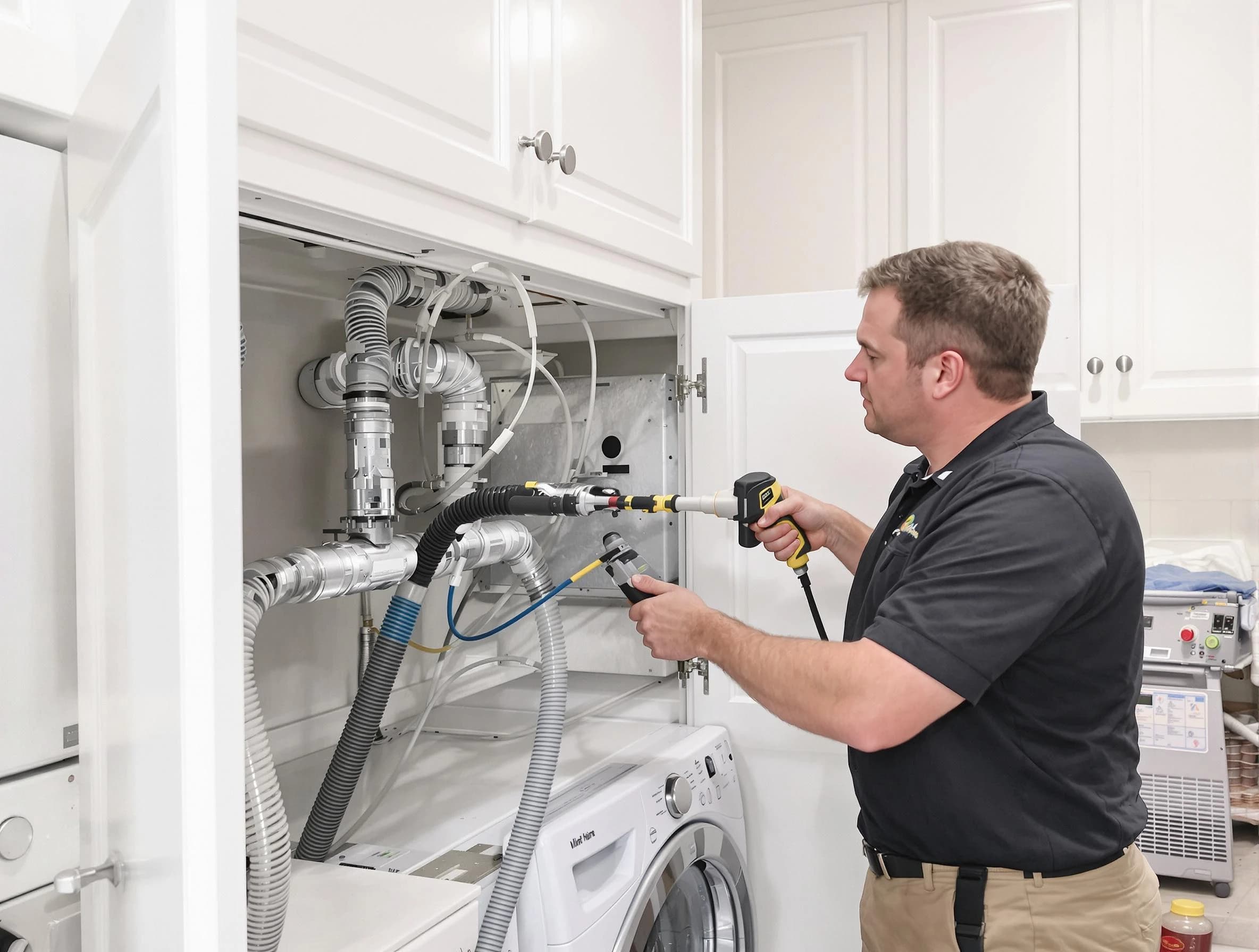 Richland Dryer Vent Cleaning professional removing severe blockage from a clogged dryer vent in Richland