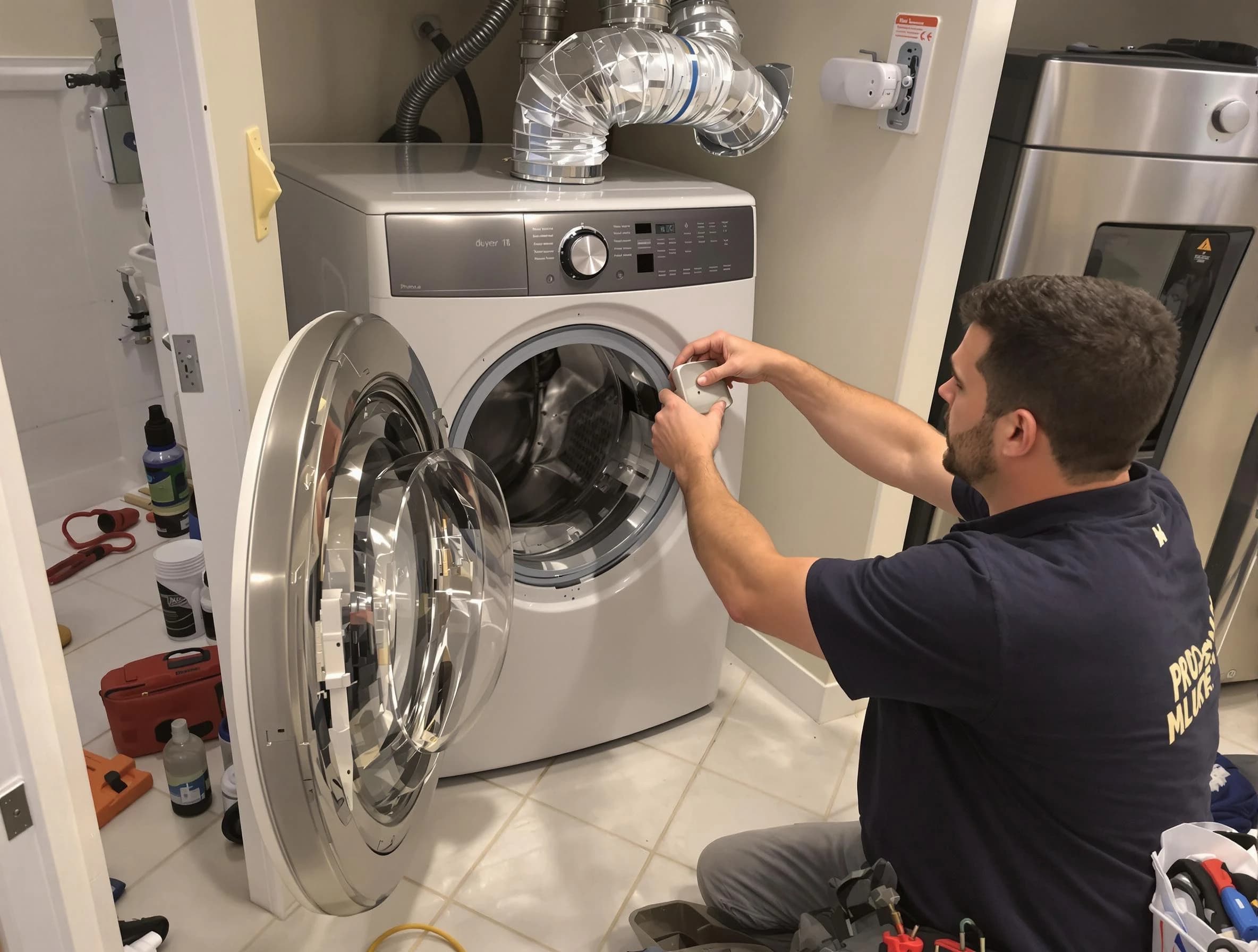 Richland Dryer Vent Cleaning technician performing precise dryer vent hose installation in Richland