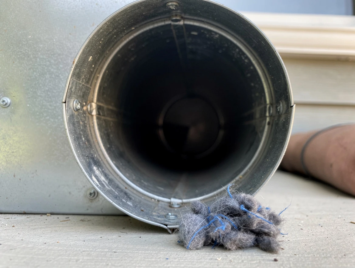 Richland Dryer Vent Cleaning technician using specialized equipment to clear severe dryer vent blockage in Richland