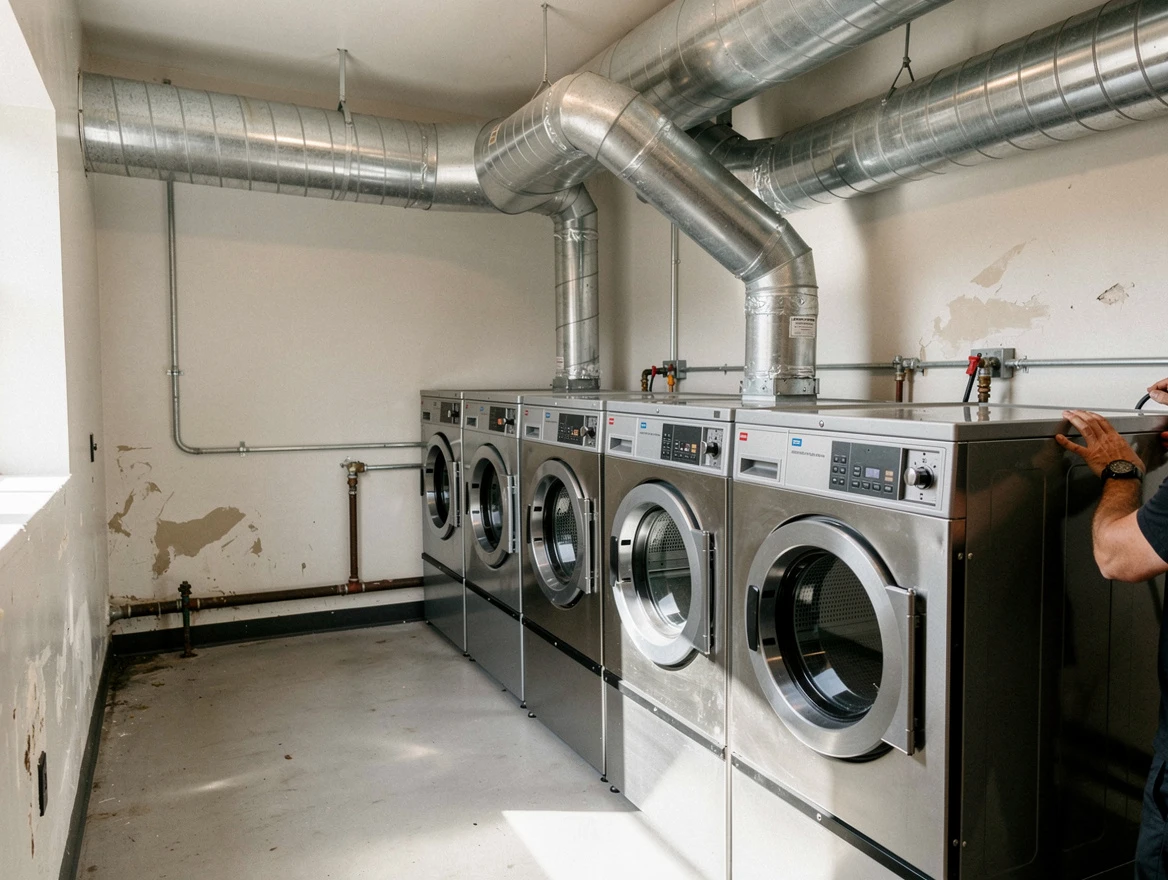 Richland Dryer Vent Cleaning team performing large-scale commercial dryer vent cleaning in Richland