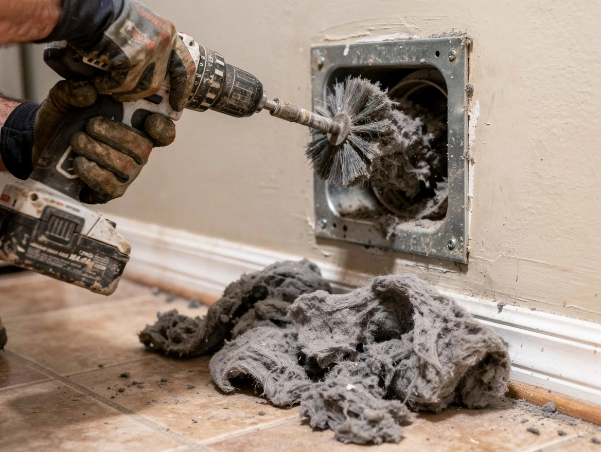 Certified Richland Dryer Vent Cleaning technician performing dryer vent cleaning in Richland